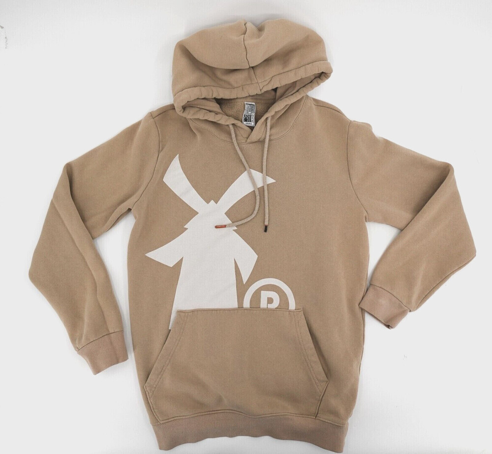 Dutch Bros Sweater Adult Small Tan Hoodie Pullover Windmill